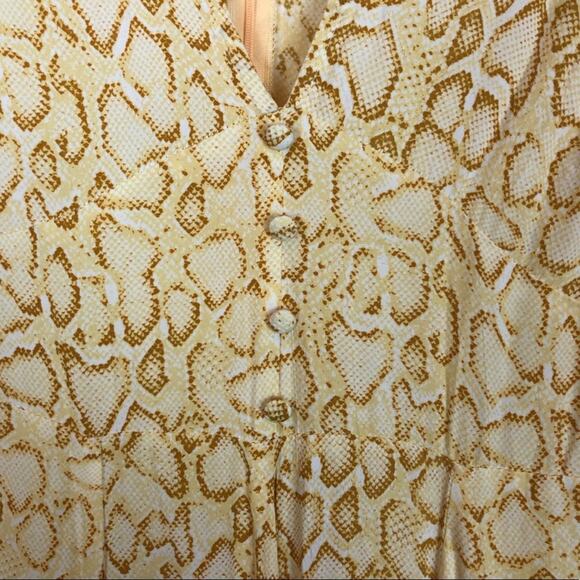 NWT Faithfull The Brand Yellow Delia Snake Print Midi Dress. - Picture 7 of 11